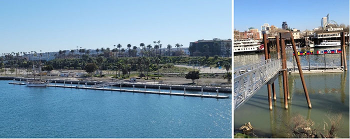 Left: San Pedro Public Market Dock. Right: West Sacramento Etenesh Zeleke Public Dock. BIG funds assist marina operators with the construction or renovation of facilities used by transient recreational vessels 26&rsquo; or longer. Photos from the Division of Boating and Waterways.