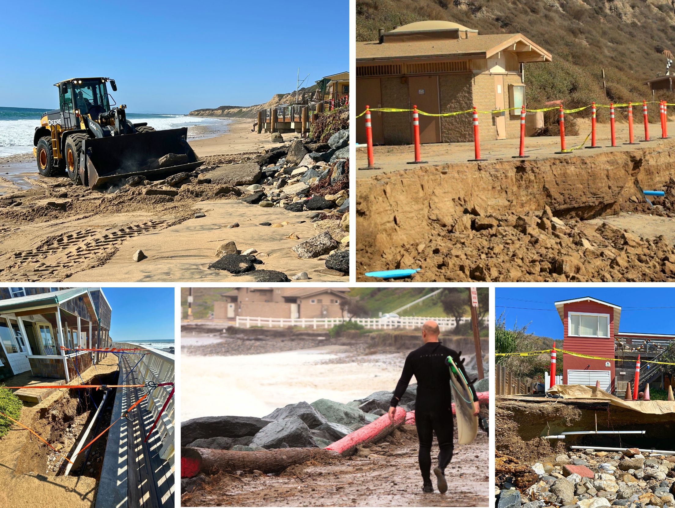 Recent large surf and tides caused damage to several state beaches in Orange County. Photos from California State Parks